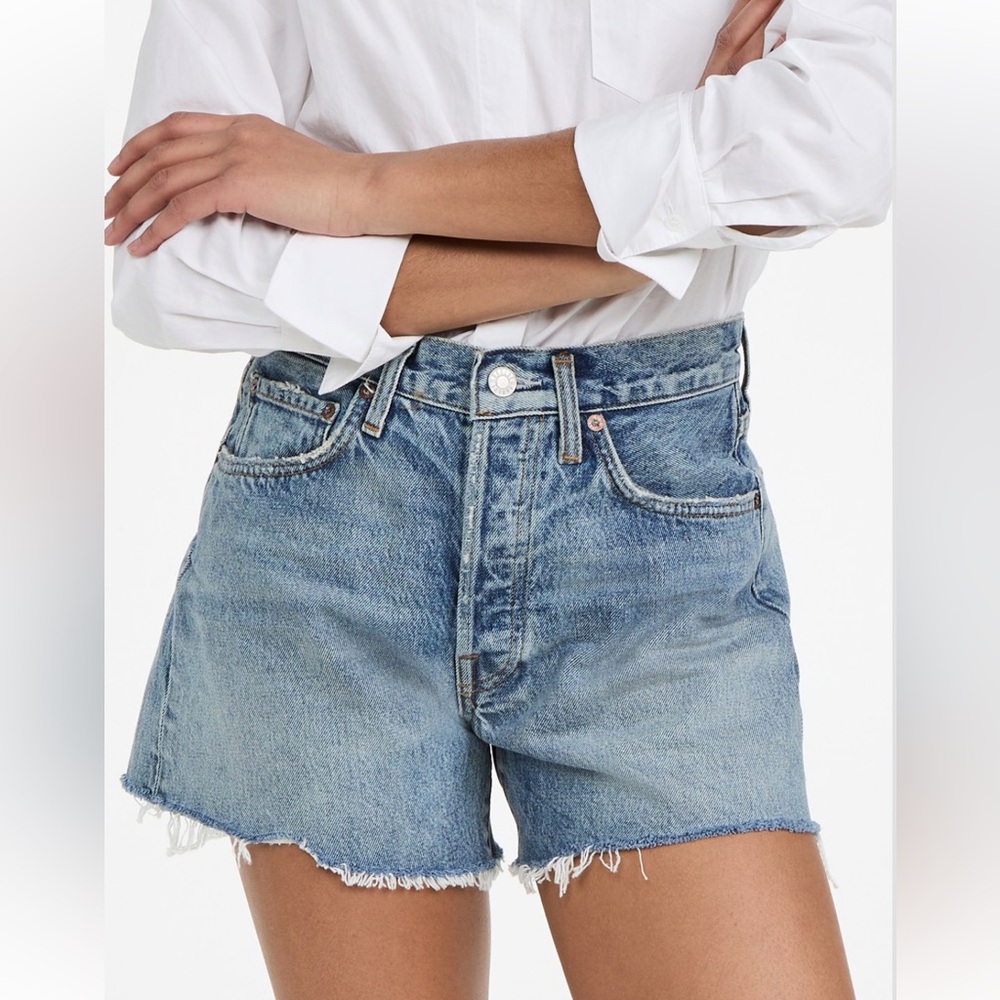 Agolde Parker Cut Off Long shorts in Wheel